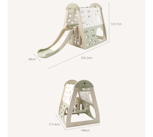 Дитяча гірка inSPORTline Climbino, 133,7 x 255,3 x 108 см, зелена