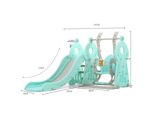 Дитяча гірка з гойдалкою та баскетбольним кільцем 4в1 inSPORTline Swingslide - зелений