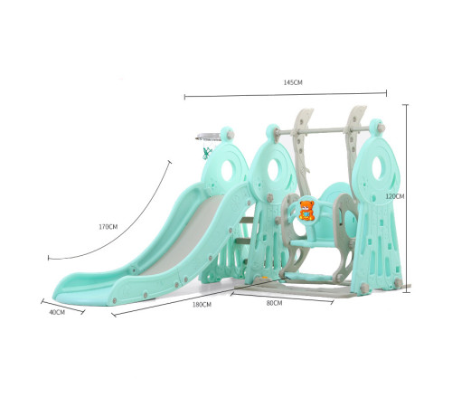 Дитяча гірка з гойдалкою та баскетбольним кільцем 4в1 inSPORTline Swingslide - зелений