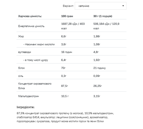Протеїн Whey Protein - 2270г Капучіно Протеїн Whey Protein - 2270г Капучіно