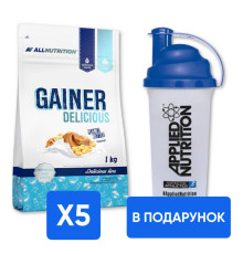 Gainer Delicious - 1000g х 5 + Shaker - 700ml в подарунок!