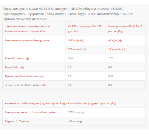 Цитрулін Citruline - 310г Вишня