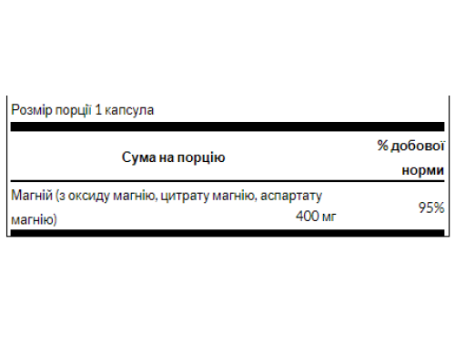 Потрійний магнієвий комплекс Triple Magnesium Complex 400мг - 300 капсул