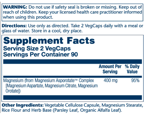 Аспартат магіня Magnesium Asporotate - 180 капсул