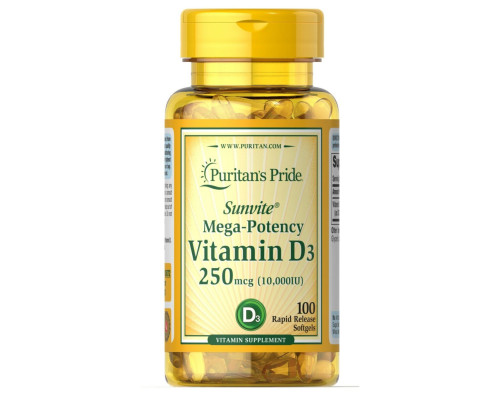 Вітамін Vitamin D3 250мкг (10000 IU) Mega-Potency - 100 капсул