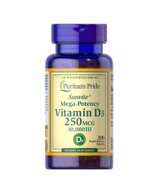 Вітамін Vitamin D3 250мкг (10000 IU) Mega-Potency - 200 капсул