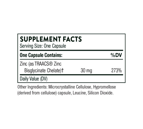 Цинк бісгліцинат (Zinc Bisglycinate) 30мг - 60 капсул