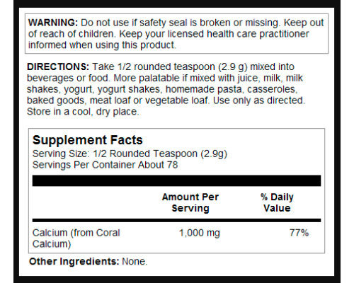 Coral Calcium Powder 1000mg - 8oz