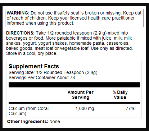 Coral Calcium Powder 1000mg - 8oz