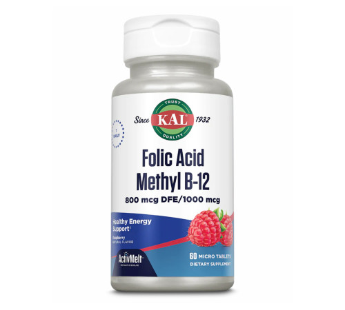 Folic Acid Methyl B-12 800mcg - 60 tabs Raspberry