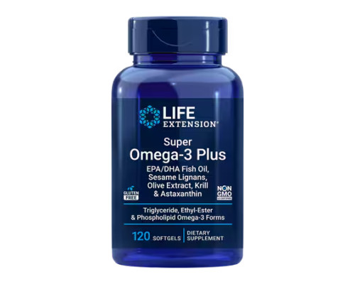 Рибячий жир Super Omega-3 Plus EPA/DHA Fish Oil, Sesame Lignans, Olive Extract, Krill Astaxanthin - 120 капсул