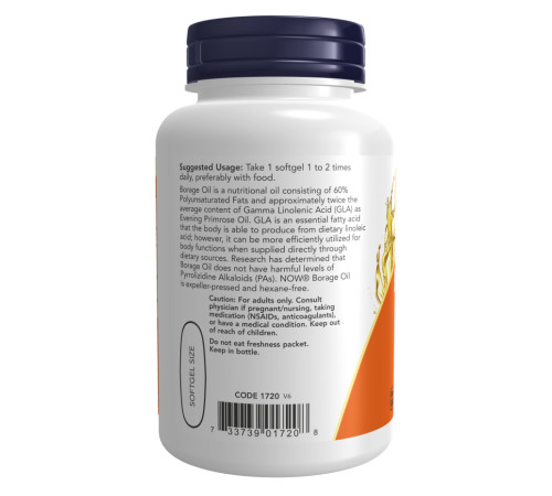 Borage Oil 1000mg Now Foods - 60 sgels Borage Oil 1000mg Now Foods - 60 sgels