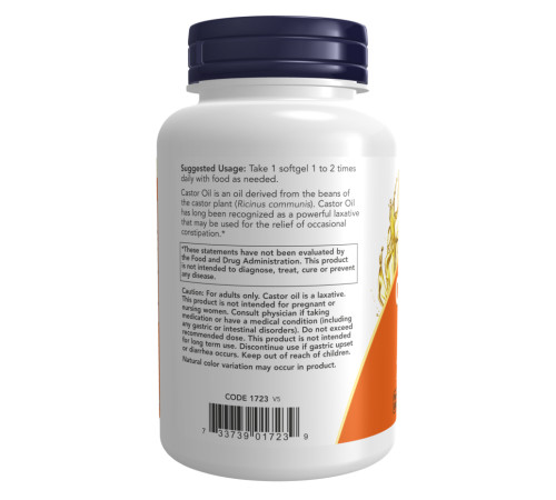 Castor Oil 650mg Now Foods - 120 sgels Castor Oil 650mg Now Foods - 120 sgels