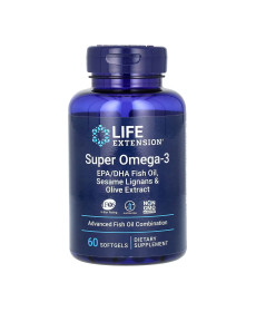Супер омега Super Omega-3 EPA/DHA Fish Oil Sesame Lignans & Olive Extract - 60 капсул