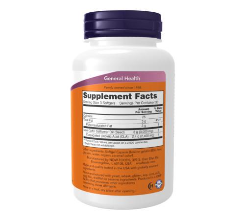 CLA 800mg Now Foods - 180 sgels