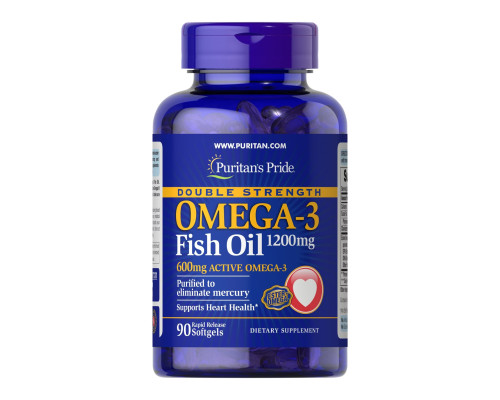 Рибячий жир Омега 3 (Double Strength Omega-3 Fish Oil 1200мг/600мг Omega-3) - 90 капсул