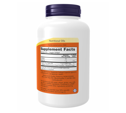 Flax Oil Org Now Foods 1000mg - 120 vgels