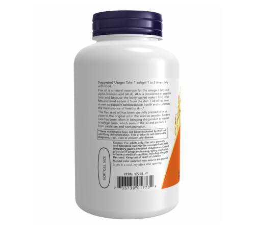 Flax Oil Org Now Foods 1000mg - 120 vgels