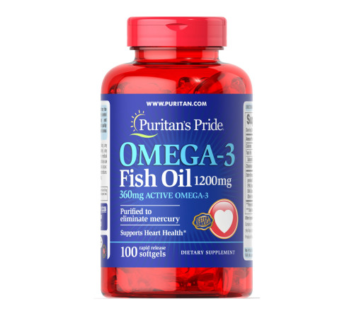 Рибячий жир Omega-3 Fish Oil 1200мг (360мг Active Omega-3) - 100 капсул Рибячий жир Omega-3 Fish Oil 1200мг (360мг Active Omega-3) - 100 капсул