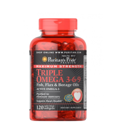 Triple Omega 3 6 9 Fish Flax Borage Oils - 120 Softgels