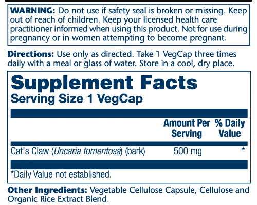 Cat's Claw 500mg - 100 vcaps