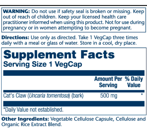 Cat's Claw 500mg - 100 vcaps