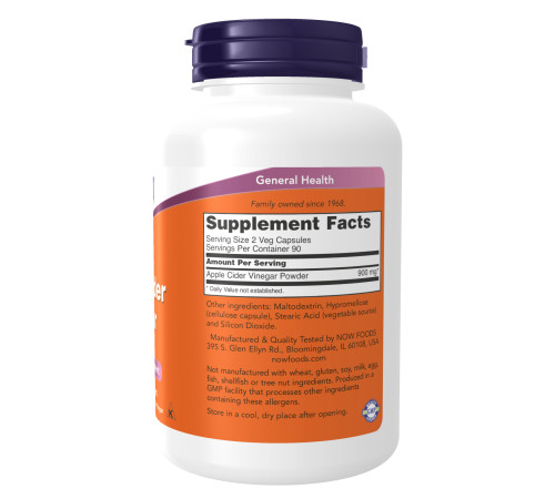 Apple Cider Vinegar Now Foods 450 mg - 180 vcaps Apple Cider Vinegar Now Foods 450 mg - 180 vcaps