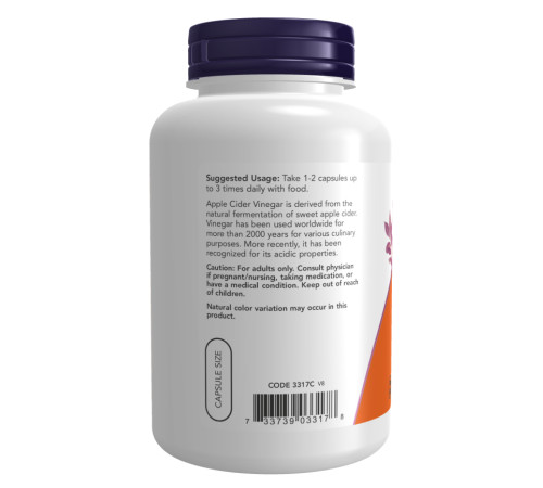 Apple Cider Vinegar Now Foods 450 mg - 180 vcaps Apple Cider Vinegar Now Foods 450 mg - 180 vcaps