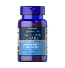 Hair Skin Nails (One perday formula) 2500 mcg of Biotin - 30 Softgels