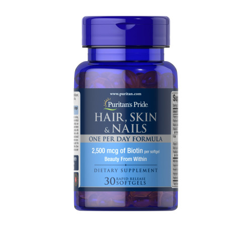 Hair Skin Nails (One perday formula) 2500 mcg of Biotin - 30 Softgels Hair Skin Nails (One perday formula) 2500 mcg of Biotin - 30 Softgels