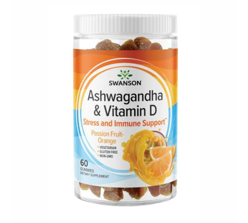 Ashwagandha Vitamin D - 60 Gummies Passion Fruit-Orange Ashwagandha Vitamin D - 60 Gummies Passion Fruit-Orange