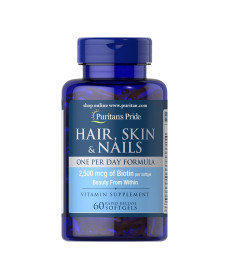 Hair Skin Nails (One perday formula) 2500 mcg of Biotin - 60 Softgels