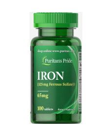 Iron Ferrous Sulfate 65 mg - 100 Tablets