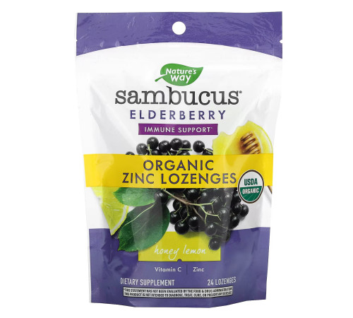 Льодяники з бузиною Sambucus Organic Honey Lemon Lozenge - 24 льодяників