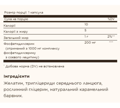 Фосфатидилсерин (Phosphatidylserine) 200мг - 60 капсул Фосфатидилсерин (Phosphatidylserine) 200мг - 60 капсул