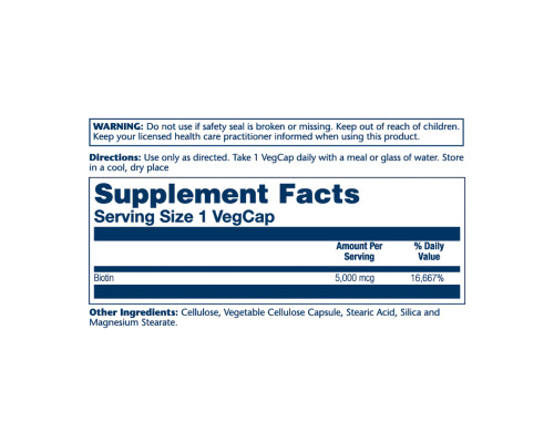 Біотин Biotin 5000мкг - 60 капсул