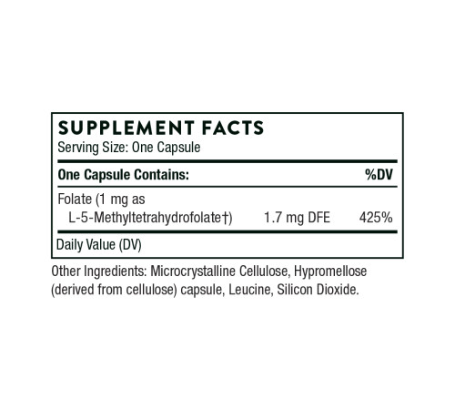 Фолієва кислота Thorne 5-MTHF 1мг - 60 капсул