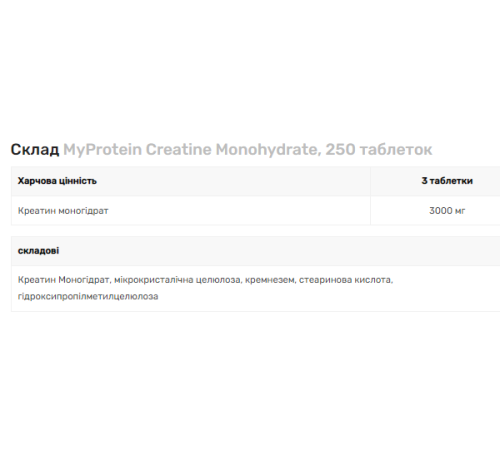 Creatine Monohydrate Myprotein - 250 tabs