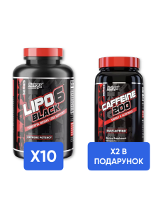 Combo LIPO-6 BLACK - 120 caps  х 10шт + Caffeine - 60 caps х 2шт - В ПОДАРУНОК!