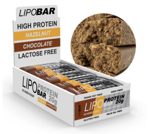 Lipobar - 20x50g Hazelnut-Chocolate Lipobar - 20x50g Hazelnut-Chocolate