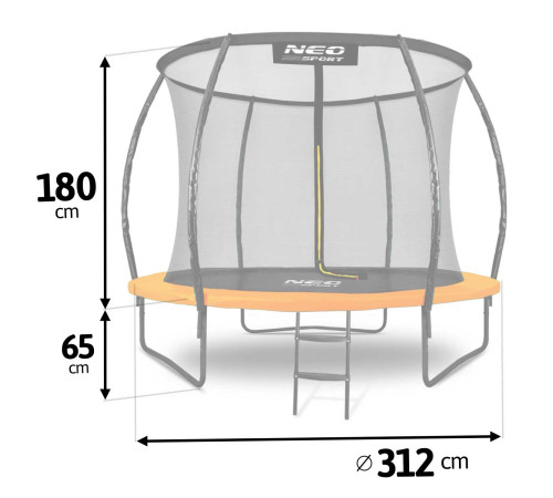 Батут садовий 10 футів/ 312 см з сіткою та драбинкою Neo-Sport