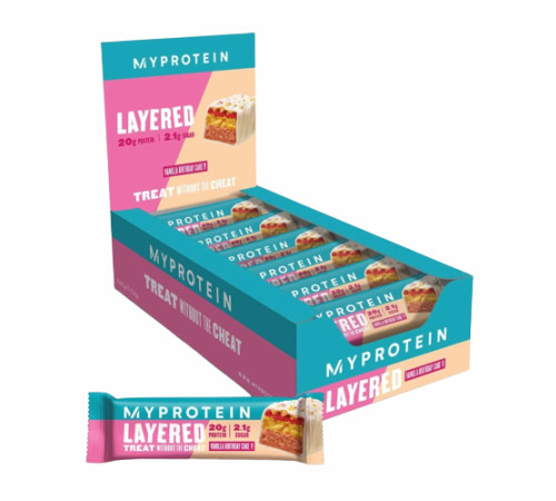 Retail Layered Bar - 12x60g Vanilla Birthday Cake Retail Layered Bar - 12x60g Vanilla Birthday Cake
