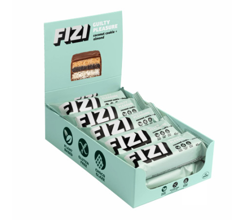 FIZI Chocolate Bar - 10х45g Coconut Cookie-Almond