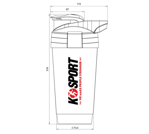 Шейкер SHAKER 700 мл K-SPORT SHK002, чорний Шейкер SHAKER 700 мл K-SPORT SHK002, чорний