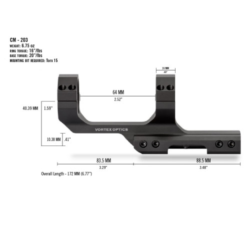 Кріплення Vortex Cantilever Mount 30mm 3" Offset Rings (CM-203)