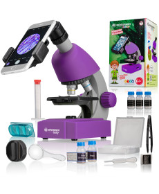 Мікроскоп Bresser Junior 40x-640x Purple з набором для дослідів і адаптером для смартфона (8851300GSF000)