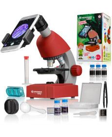 Мікроскоп Bresser Junior 40x-640x Red з набором для дослідів та адаптером для смартфона (8851300E8G000)
