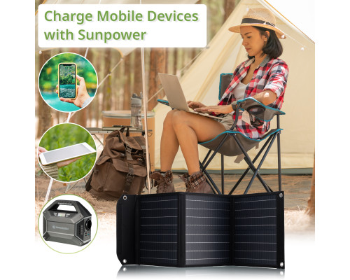 Портативний зарядний пристрій сонячна панель Bresser Mobile Solar Charger 40 Watt USB DC (3810040)