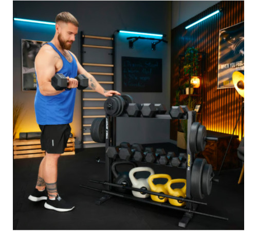 Стійка для гантелей, грифів та гирь Trex Sport TX-075DR, чорна
