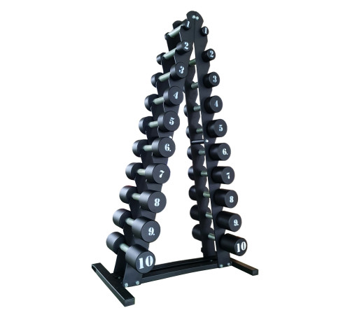 Стійка з гантелями RN-Sport 1-10 кг, чорна